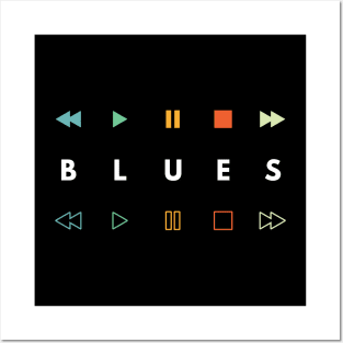 Blues Style Music Player Buttons Retro Colors Posters and Art